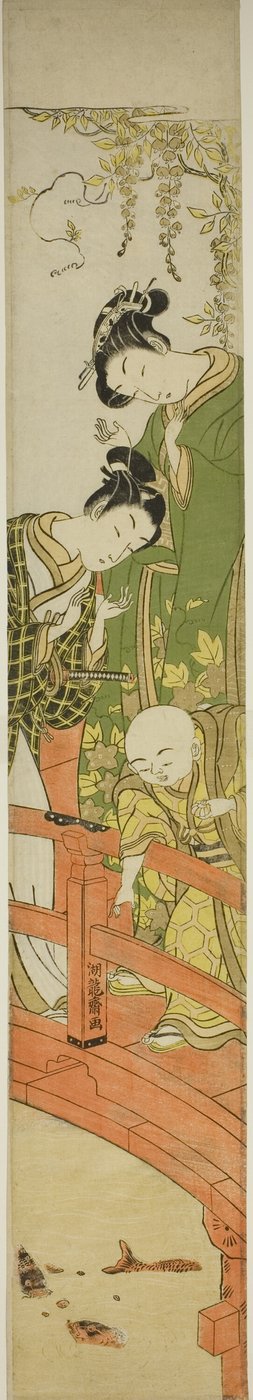 Alimentando a carpa em Kameido de Isoda Koryusai