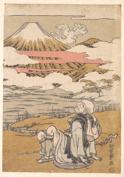 Saigyō contemplando o monte Fuji de Isoda Koryusai