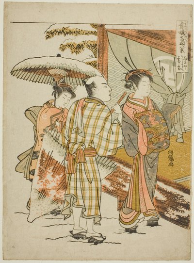 Karauta do Ogiya na Neve da Noite (Ogiya Karauta bosetsu), da série "Oito Vistas de Belezas Famosas dos Bairros do Prazer (Seiro meifu hakkei)" de Isoda Koryusai