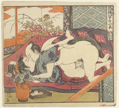 Amo o casal no serviço de chá Doze Vistas de Edo Sofisticado (título da série) Furyu Edo junikei (título da série no objeto) de Isoda Koryusai
