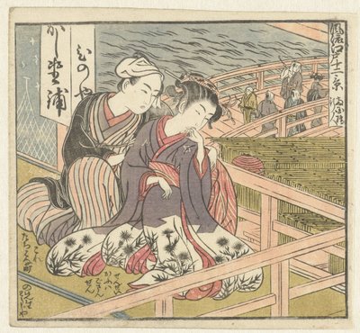 Amo o casal na varanda Doze Vistas de Edo Sofisticado (título da série) Furyu Edo junikei (título da série no objeto) de Isoda Koryusai