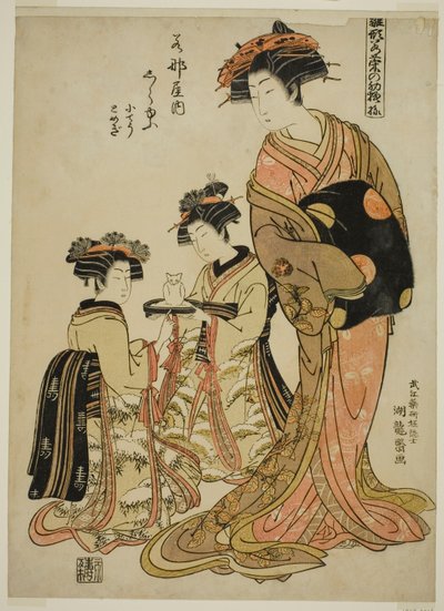 Shirayu do Wakanaya, da série "Models for Fashion: New Designs as Fresh as Young Leaves (Hinagata wakana no hatsu moyo)" de Isoda Koryusai
