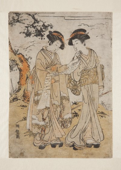 Carta de leitura de duas mulheres de Isoda Koryusai