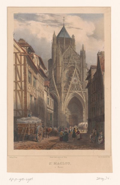 Vista da Igreja de Saint-Maclou em Rouen St. Maclou à Rouen (título no objeto) Rostos na França (título da série) La France (título da série) de Isodore Laurent Deroy