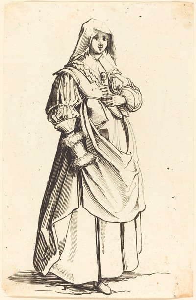 Burguesa com regalo, virada para a direita de Israel Henriet after Jacques Callot