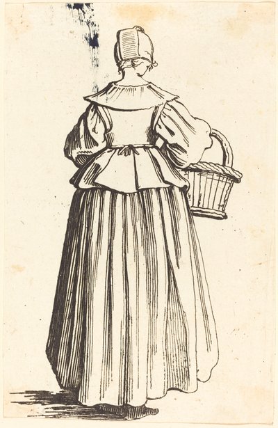Mulher camponesa com cesta, vista por trás de Israel Henriet after Jacques Callot