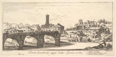 Ponte Senatorial, hoje chamada Ponte Rotto, c.1748 (gravura) de Israël Silvestre