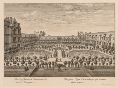 Vista do Castelo de Fontainebleau, a partir da Orangerie de Israël Silvestre