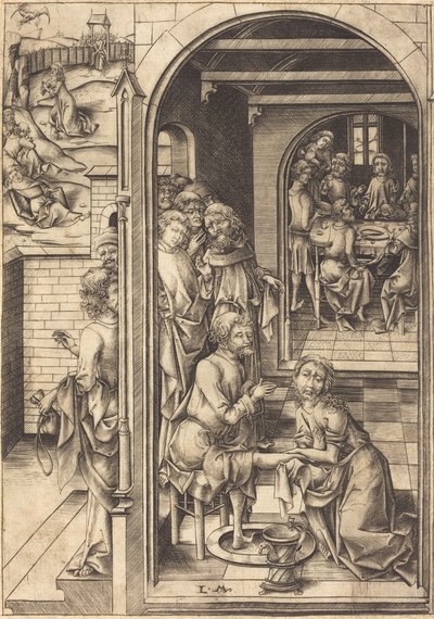 Cristo Lavando os Pés dos Apóstolos, c. 1480. de Israhel van Meckenem
