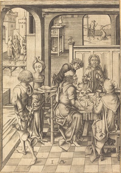 Cristo em Emaús, c. 1480. de Israhel van Meckenem
