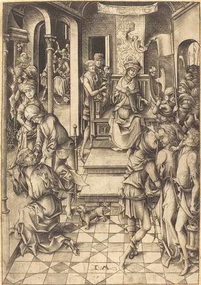 Cristo antes de Anás, c. 1480. de Israhel van Meckenem