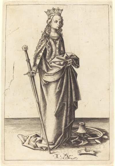 Santa Catarina, c. 14801490. de Israhel van Meckenem