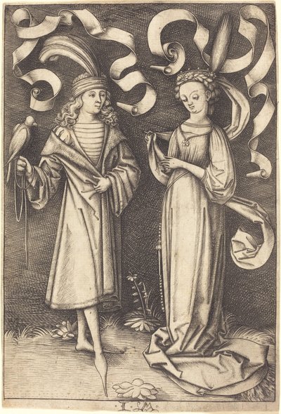 O Falcoeiro e Nobre Dama, c. 14951503. de Israhel van Meckenem