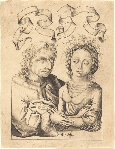 O Velho Tolo e a Moça, c. 14801490. de Israhel van Meckenem