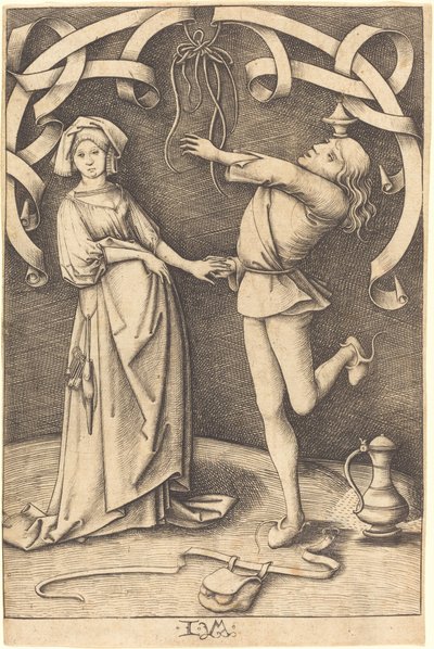 O Malabarista e a Mulher, c. 14951503. de Israhel van Meckenem