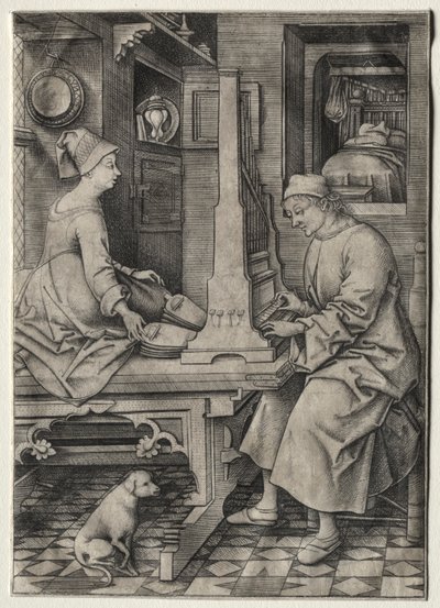 O tocador de órgão e sua esposa de Israhel van Meckenem
