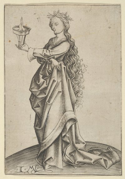 A Terceira Virgem Sábia, ca. 1450-1503. de Israhel van Meckenem