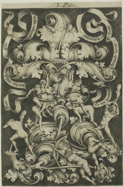 Ornamento com flor e oito folclore selvagem de Israhel van Meckenem the younger