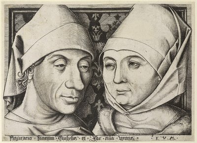 Auto-retrato com a esposa Ida, c. 1490 de Israhel van Meckenem the younger
