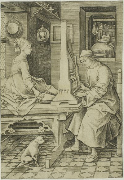 O tocador de órgão e a sua mulher de Israhel van Meckenem the younger