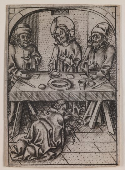 Maria Madalena lavando os pés de Cristo, c.1500 (gravura) de Israhel van the younger Meckenem