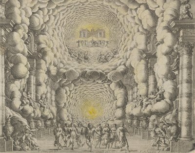 Projeto para um cenário de teatro criado por Giacomo Torelli da Fano para o balé 