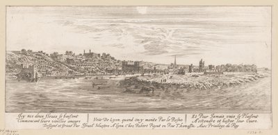 Vista do Reno em Lyon Veue de Lyon quand on y monte par le Rosne (título no objeto) de Israël Silvestre