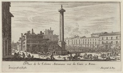 Place de la Colonne Antoniane rue du Cours em Roma de Israël Silvestre
