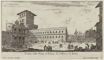 Veduta della Piazza e Palazzo di San. Marco em Roma de Israël Silvestre