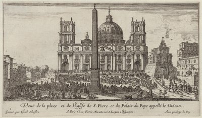 Vista da praça e da Igreja de S. Piere e o Palácio do Papa chamado Vaticano de Israël Silvestre