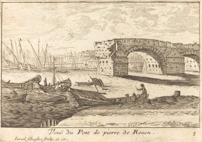 Veue du Pont de pierre de Rouen de Israël Silvestre