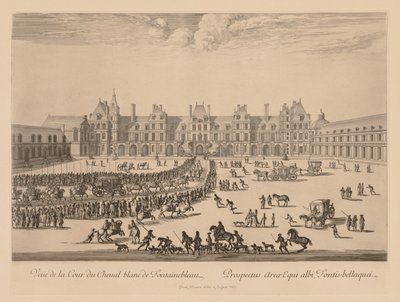 Vista do Cour du Cheval-Blanc em Fontainebleau de Israël Silvestre
