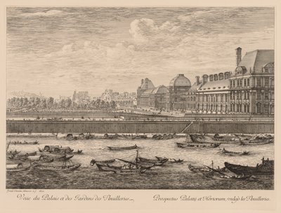 Vista do Palácio e Jardins das Tulherias, do lado do cais, 1670. de Israël Silvestre