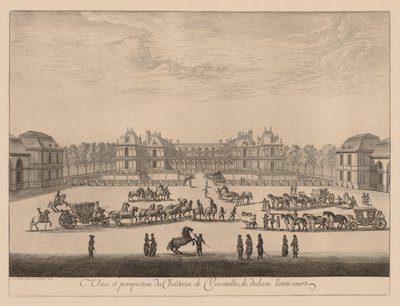 Vista e perspectiva do Palácio de Versalhes, de dentro do pátio, 1664. de Israël Silvestre