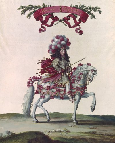 Philippe I (1640-1701) Duque de Orleans como o rei da Pérsia, parte do carrossel dado por Louis XIV (1638-1715) na frente das Tulherias, 5 de junho de 1662 de Israël Silvestre the Younger
