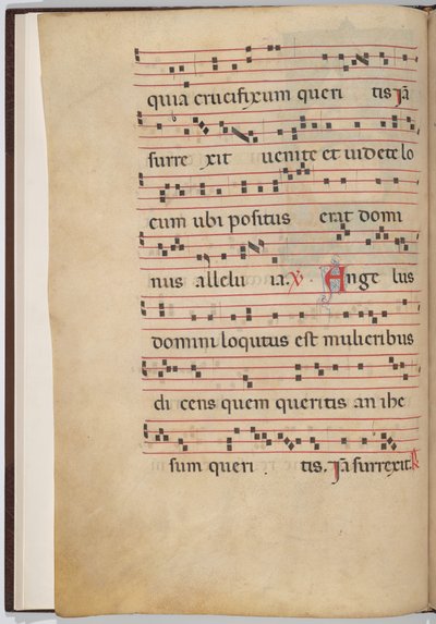 Folha 1 de um fragmento antifonal (verso) de Italian 13th Century