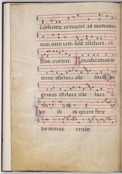 Folha 4 de um fragmento antifonal (verso) de Italian 13th Century