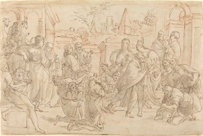 José e seu irmão no Egito [verso] de Italian 17th Century