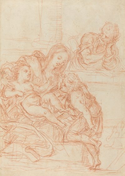 Madona e o Menino com os Santos João e José [reto] de Italian 17th Century