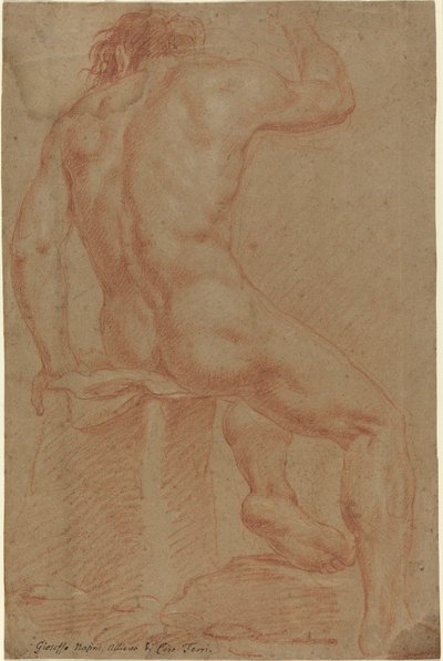 Figura masculina nua [reto] de Italian 17th Century