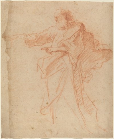 Homem barbudo em pé apontando para a esquerda de Italian 17th Century