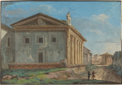 Tempio della Fortuna Virile com o Tempio di Vesta à distância de Italian 18th Century