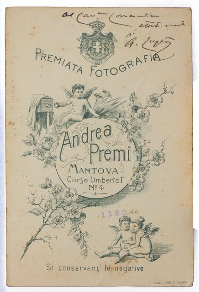 Verso do postal que retrata o pintor Albano Lugli de Italian Photographer