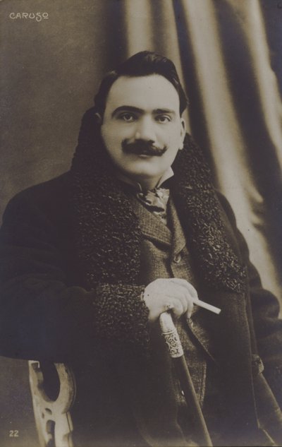 Enrico Caruso, cantor de ópera italiano (foto a p/b) de Italian Photographer