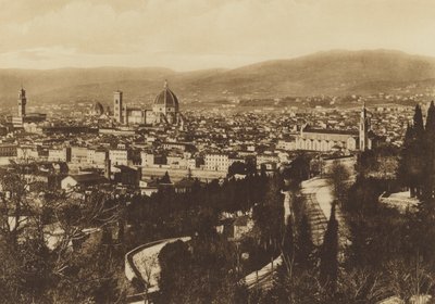 Firenze / Florença: Panorama de Florença visto de S Miniato al Monte (foto p/b) de Italian Photographer