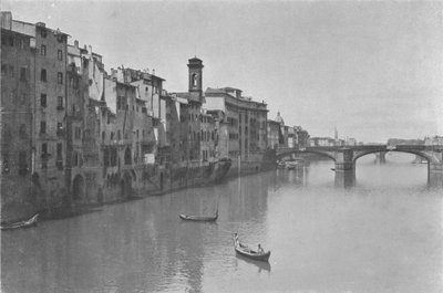 Florença, Vista do Arno com a Ponte S Trinita (foto a p/b) de Italian Photographer