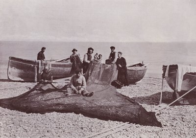 Itália: Bordighera, pescadores trabalhando (foto a p/b) de Italian Photographer