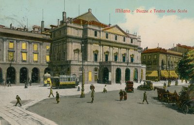 Milão - Piazza e Teatro La Scala. Postal enviado em 1913. de Italian Photographer