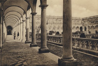 Nápoles: Claustro de S Martino (foto a p/b) de Italian Photographer