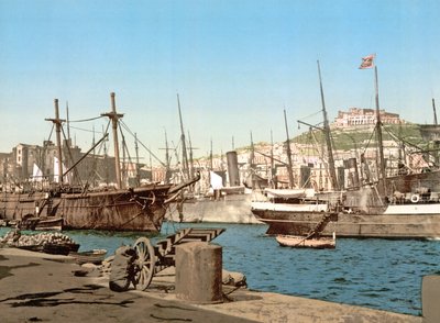 Porto de Nápoles, pub. c.1891 de Italian Photographer
